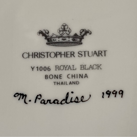 Vintage Christopher Stuart Royal Black 13” Bone China Platter Design M. Paradise - Picture 9 of 11